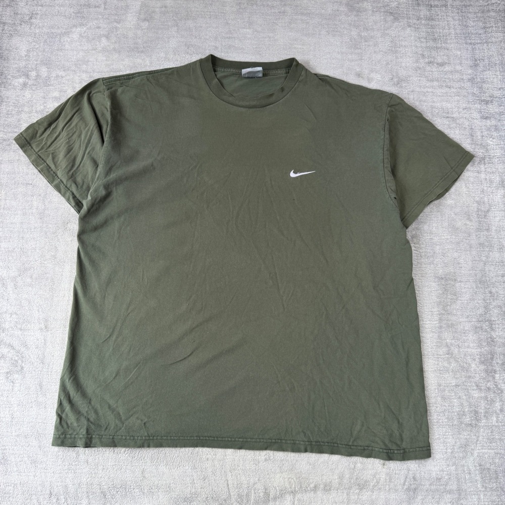 Nike Shirt Mens XL Olive Green Essential Swoosh Vintage 90s Athletic Earth Tone